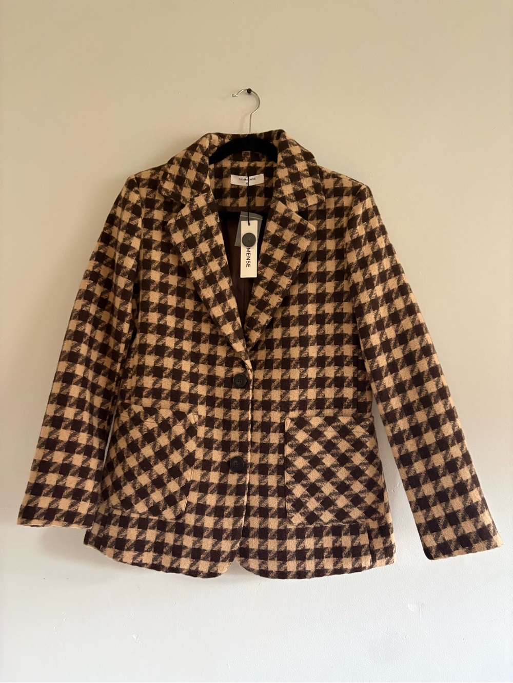 Commense Brown & Cream Houndstooth Blazer - Picture 4 of 5